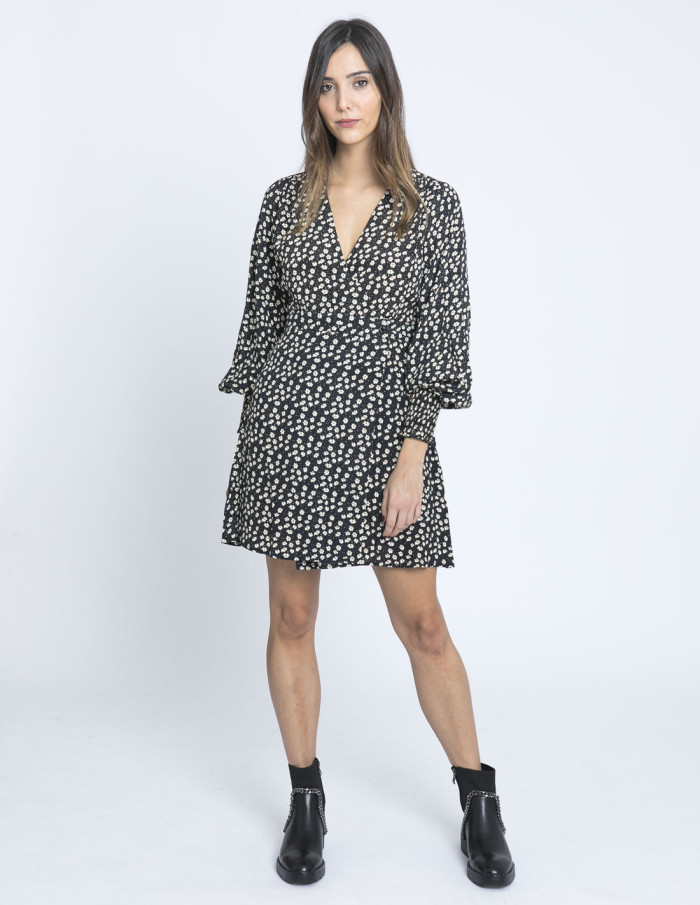 vestido envolvente negro margaritas wild pony sommes demode zaragoza