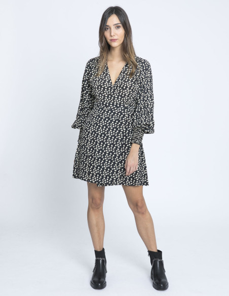 vestido envolvente negro margaritas wild pony sommes demode zaragoza