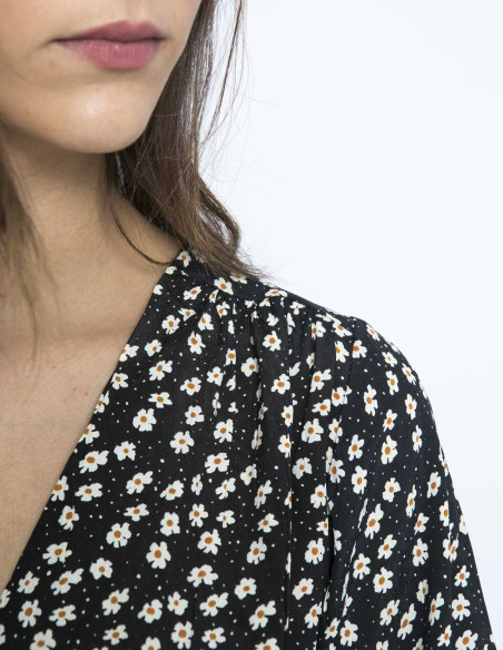vestido envolvente negro margaritas wild pony sommes demode zaragoza