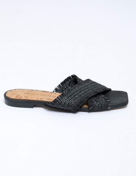 sandalias rafia negro mustang sommes demode