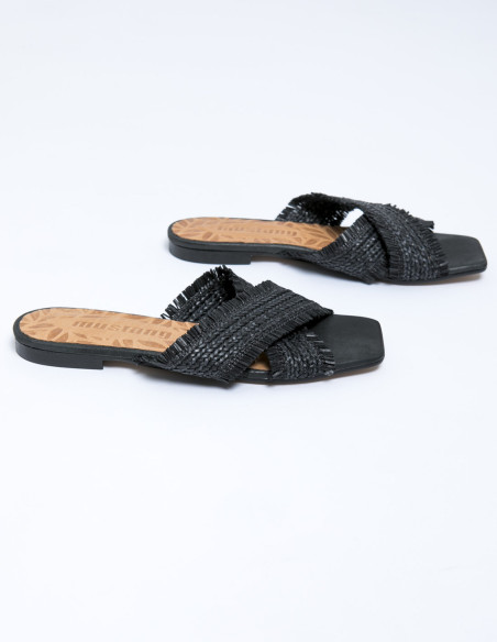 sandalias rafia negro mustang sommes demode