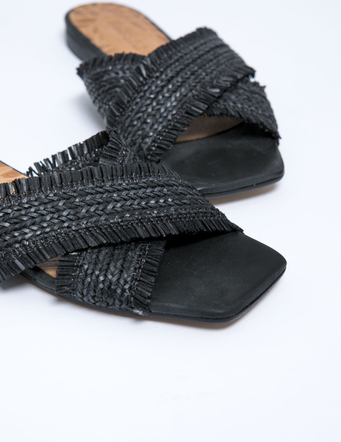sandalias rafia negro mustang sommes demode