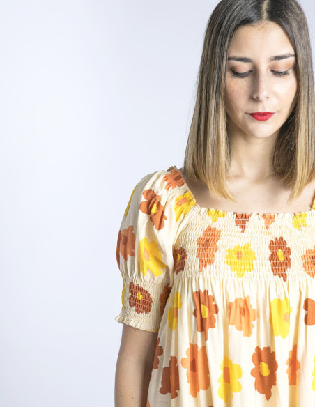 vestido babydoll flores naranjas wild pony sommes demode zaragoza