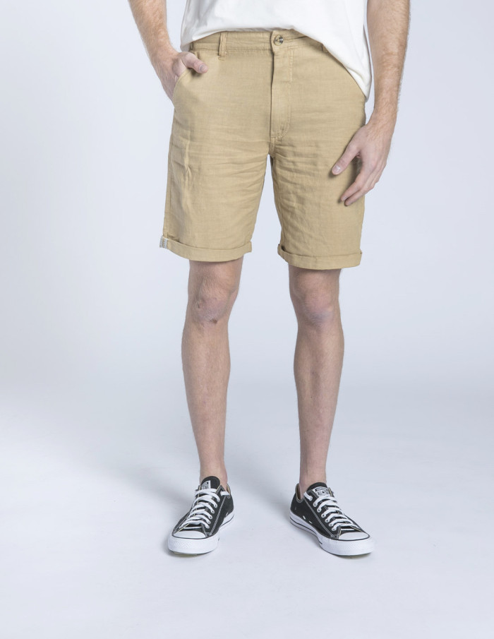 pantalon corto lino arena puju solid sommes demode zaragoza