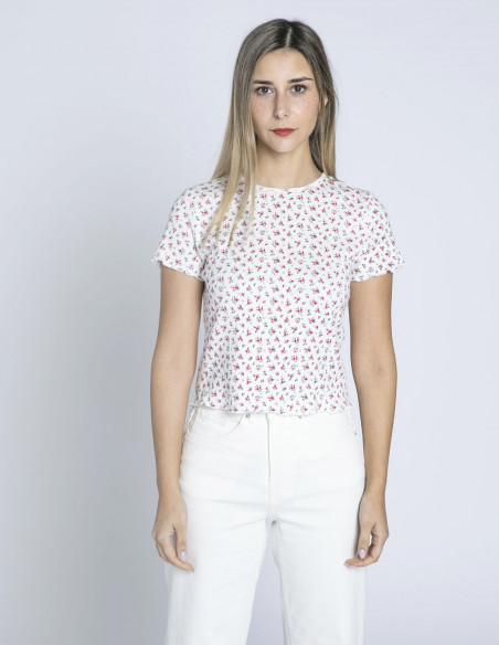 camiseta crop blanca florecillas glamorous sommes demode zaragoza
