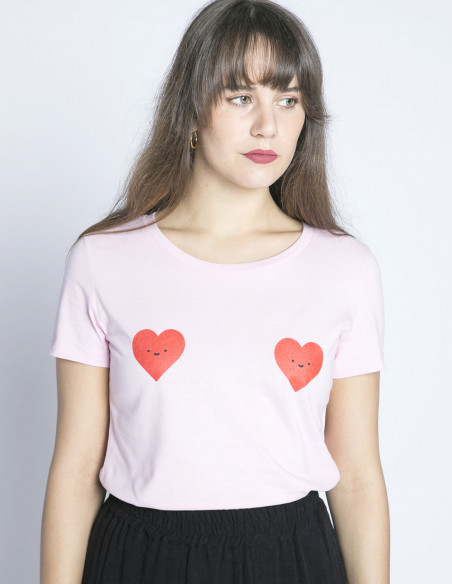 camiseta algodon rosa corazonez kling sommes demode zaragoza