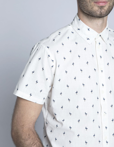 camisa blanca algodon flamencos blend sommes demode zaragoza