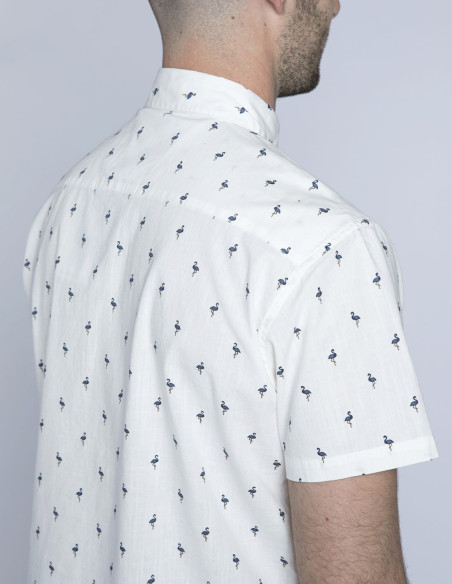 camisa blanca algodon flamencos blend sommes demode zaragoza