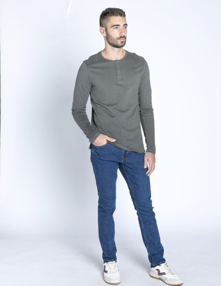 camiseta gris botones vinton solid sommes demode zaragoza