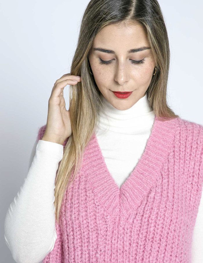 chaleco punto rosa chicle skatie sommes demode zaragoza