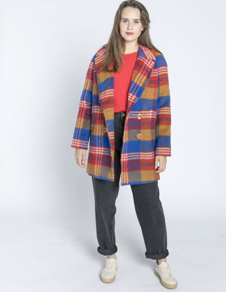 ABRIGO CUADROS ROJOS AMELIE KING LOUIE-SOMMES DEMODE-ZARAGOZA