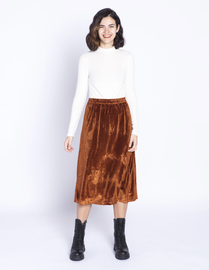 falda midi terciopelo marron compañia fantastica sommes demode zaragoza