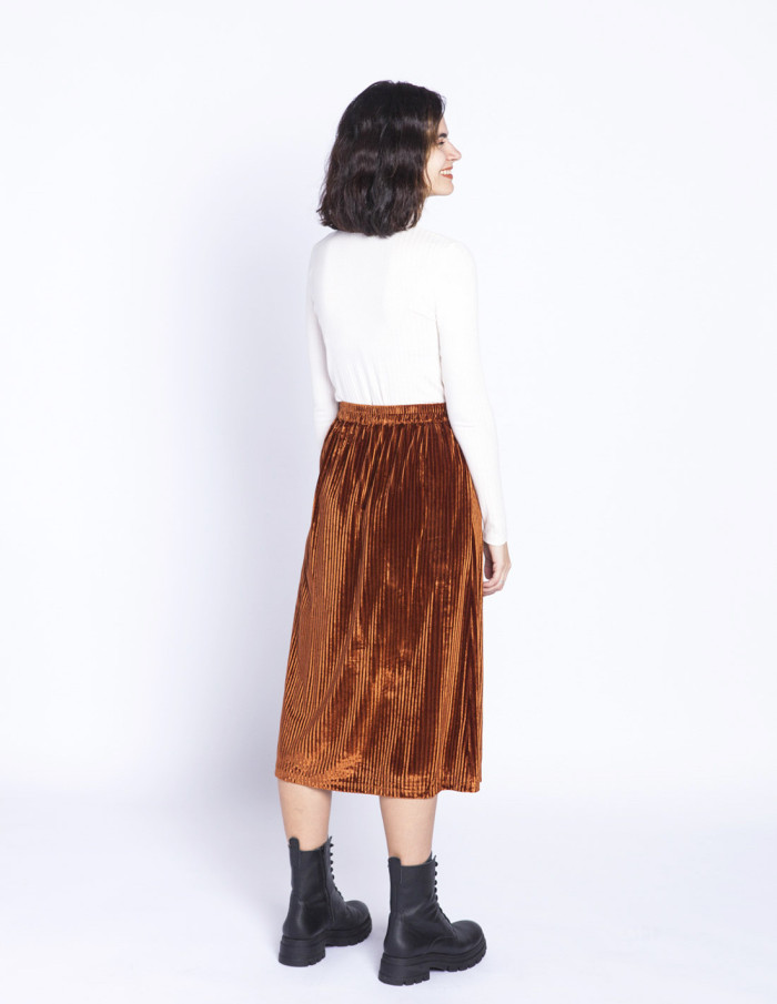 falda midi terciopelo marron compañia fantastica sommes demode zaragoza
