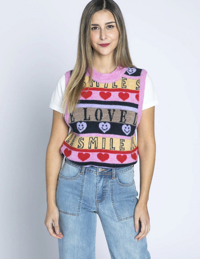 chaleco estampado smiley motif ichi sommes demode zaragoza