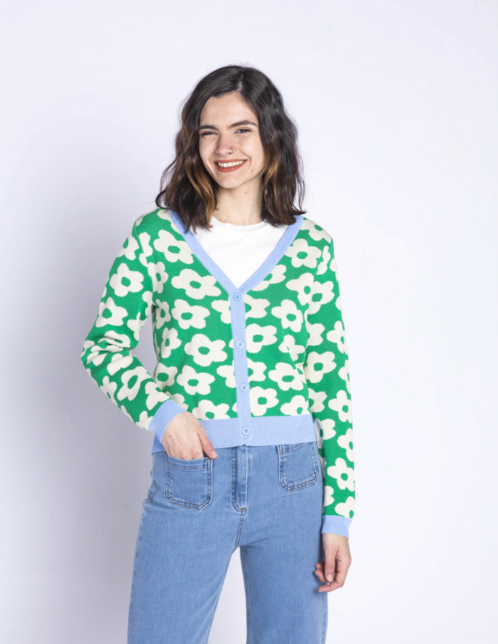 CARDIGAN VERDE FLORES COMPAÑIA FANTASTICA- SOMMES DEMODE-ZARAGOZA