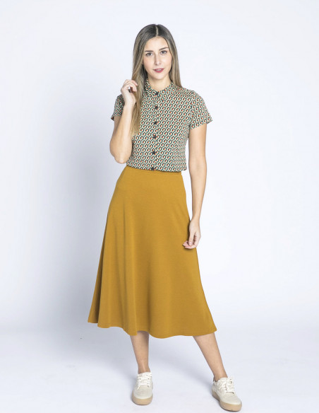 falda midi juno crepe ocre king louie sommes demode zaragoza