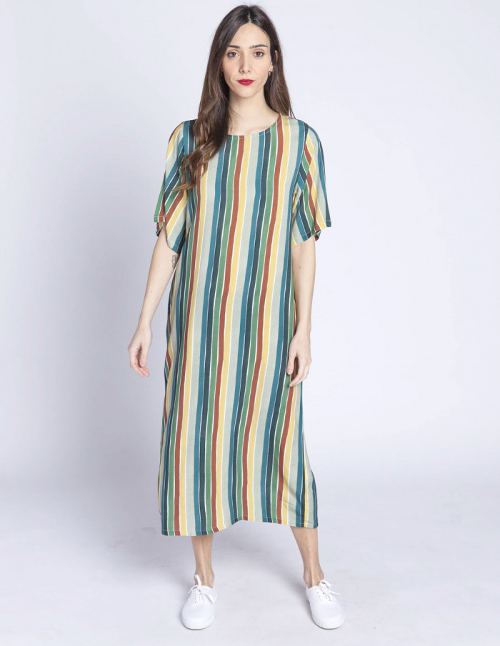 vestido midi rayas colores pan sommes demode zaragoza