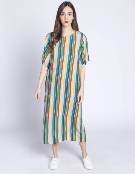 vestido midi rayas colores pan sommes demode zaragoza