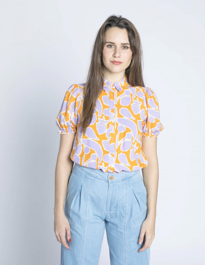 camisa naranja frutas lilas compañia fantastica sommes demode zaragoza