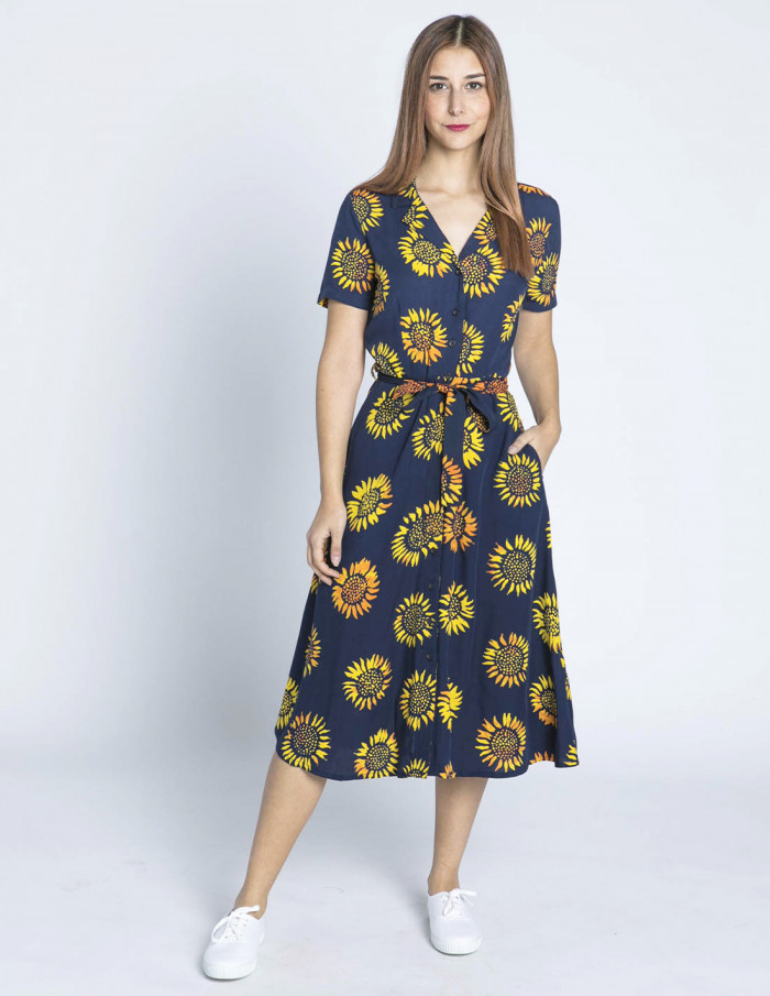 vestido camisero azul girasoles fiona sugarhill sommes demode zaragoza