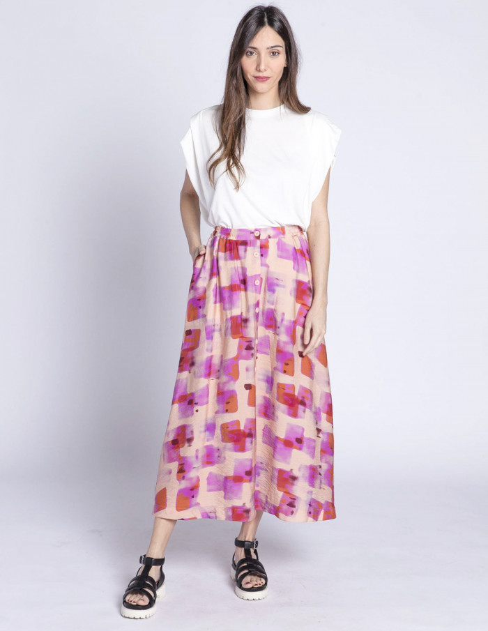 Comprar Falda midi print rosa Valentine de la marca CKS en Demode