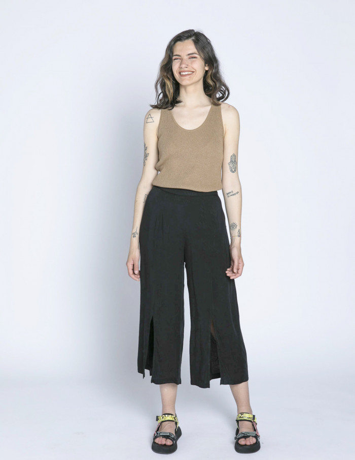 pantalon negro fluido aberturas skatie sommes demode zaragoza