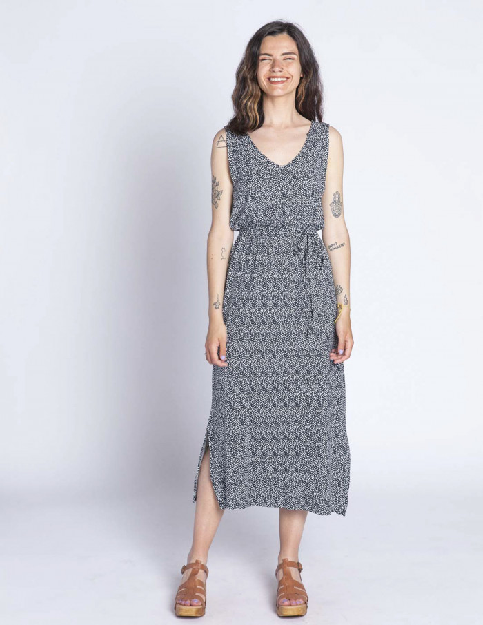 vestido midi navy motas lisa ichi sommes demode zaragoza