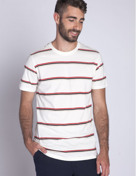 camiseta blanca rayas rojas edison solid sommes demode zaragoza
