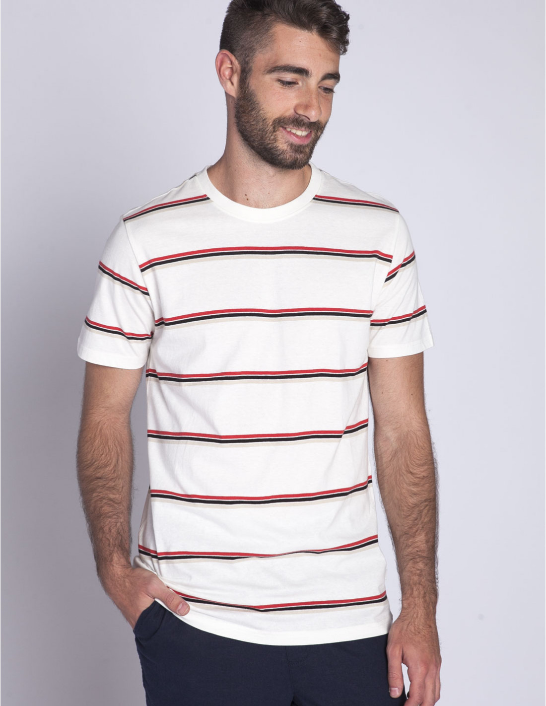 Comprar Camiseta blanca rayas rojas de la marca Solid en Sommes Demode
