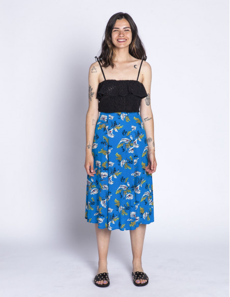 falda midi azul flores blancas laia king louie sommes demode zaragoza