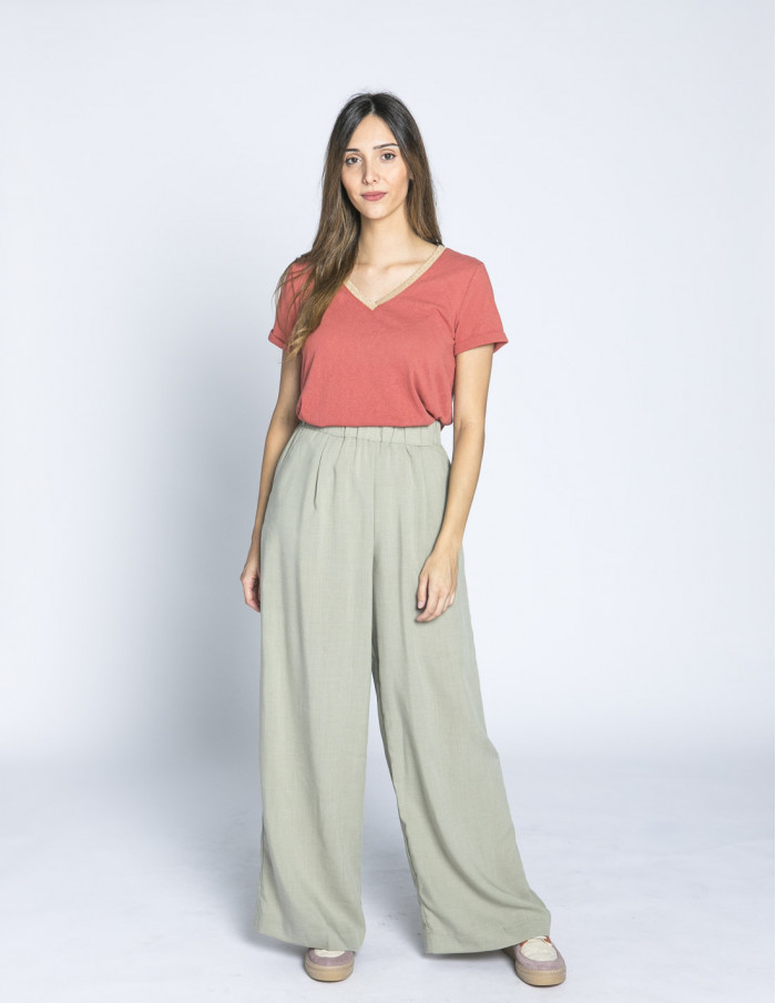 pantalon fluido caqui lazare grace and mila sommes demode zaragoza