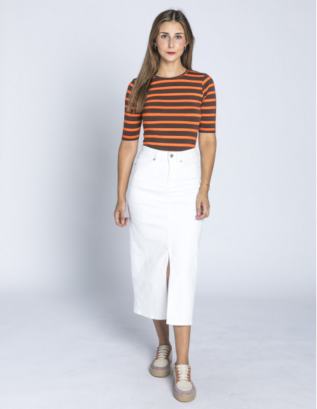 falda denim midi blanca ziggy ichi sommes demode zaragoza