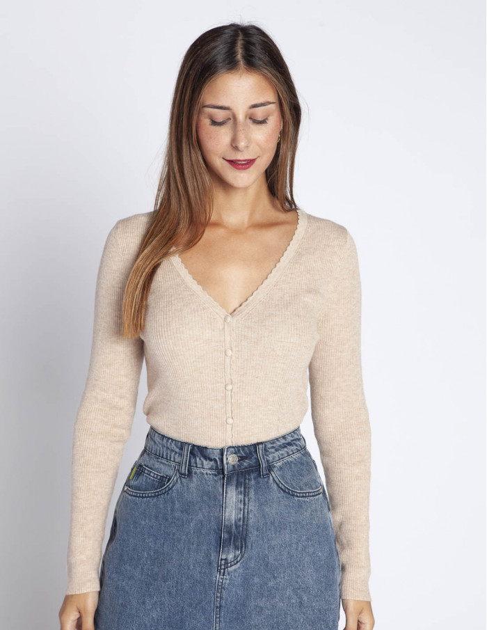 cardigan punto beige lafayette grace and mila sommes demode online