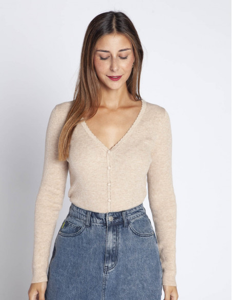 cardigan punto beige lafayette grace and mila sommes demode online