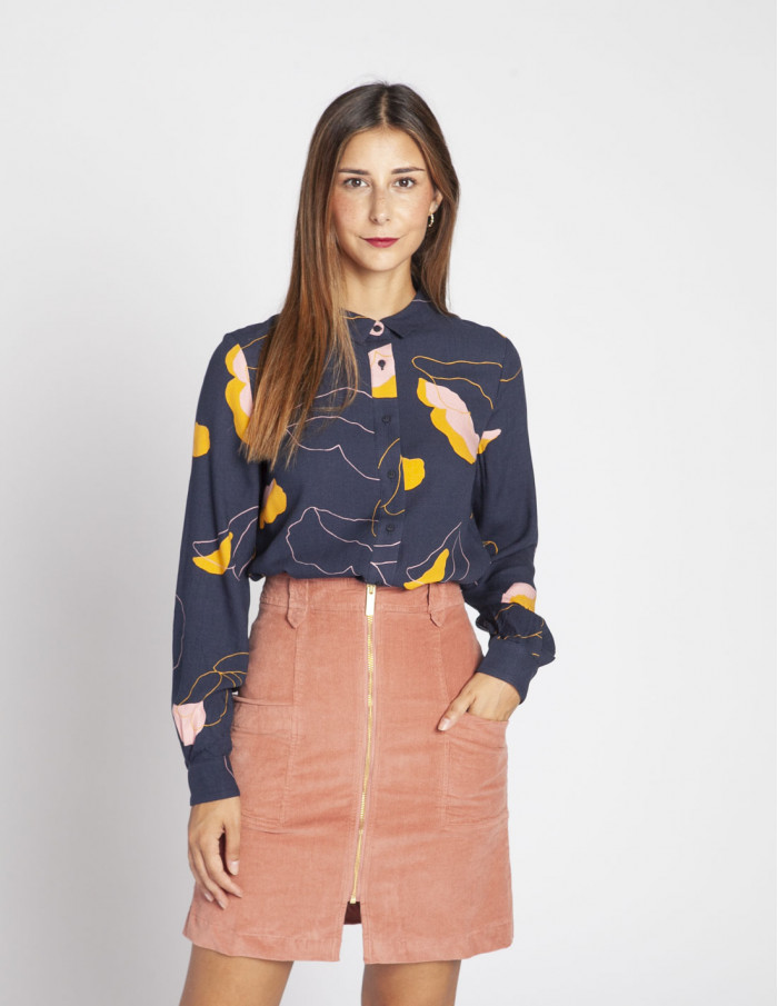camisa azul estampado nube asune skfk sommes demode online