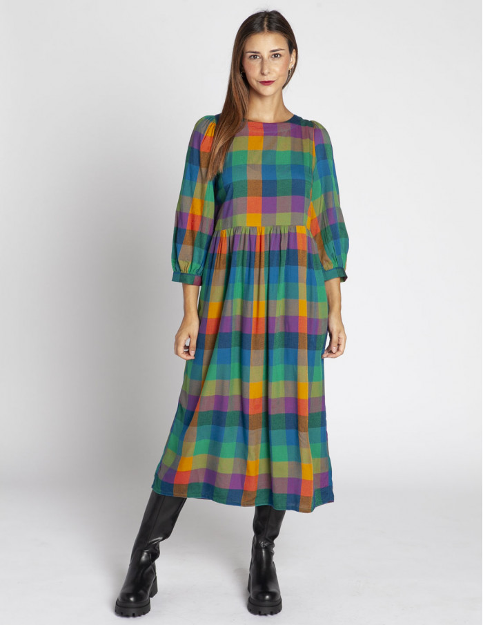 vestido midi cuadros colores kiara sugar hill sommes demode online