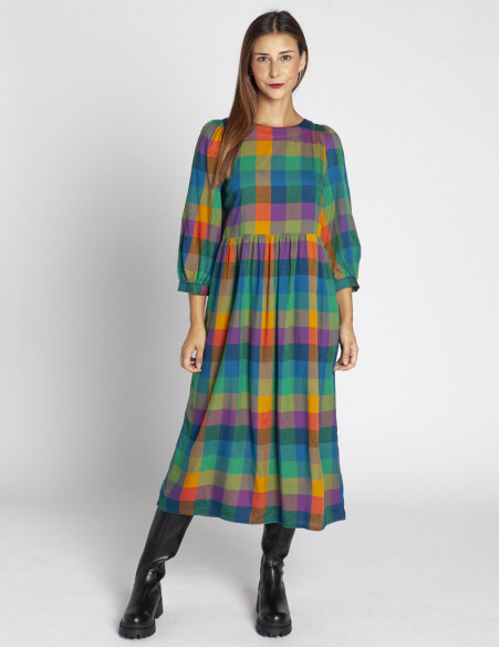 vestido midi cuadros colores kiara sugar hill sommes demode online