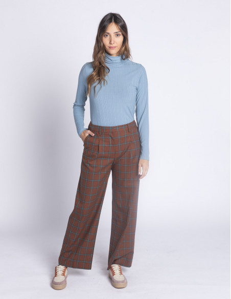 pantalon marron cuadros azules nice things sommes demode zaragoza