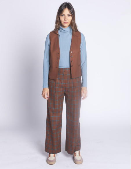 chaleco marron cuadros azules nice things sommes demode zaragoza