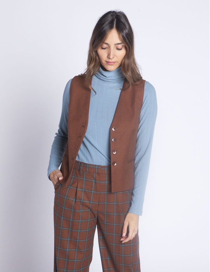 chaleco marron cuadros azules nice things sommes demode zaragoza