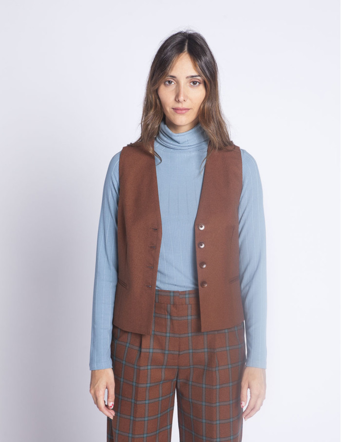 chaleco marron cuadros azules nice things sommes demode zaragoza