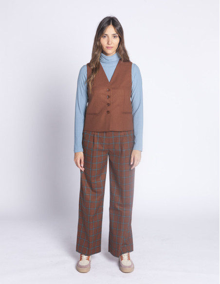 chaleco marron cuadros azules nice things sommes demode zaragoza