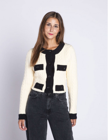 cardigan punto trenzado bicolor wild pony sommes demode zaragoza