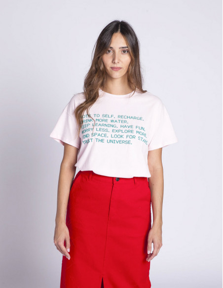camiseta rosa letras verdes joel cks sommes demode zaragoza