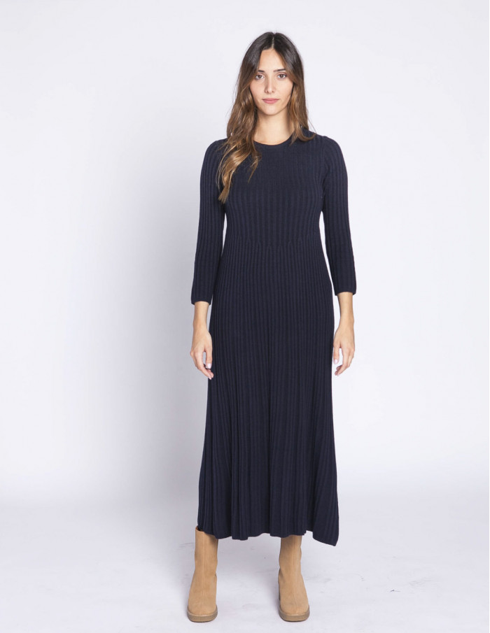 vestido punto plisado navy nice things sommes demode zaragoza