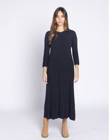 vestido punto plisado navy nice things sommes demode zaragoza