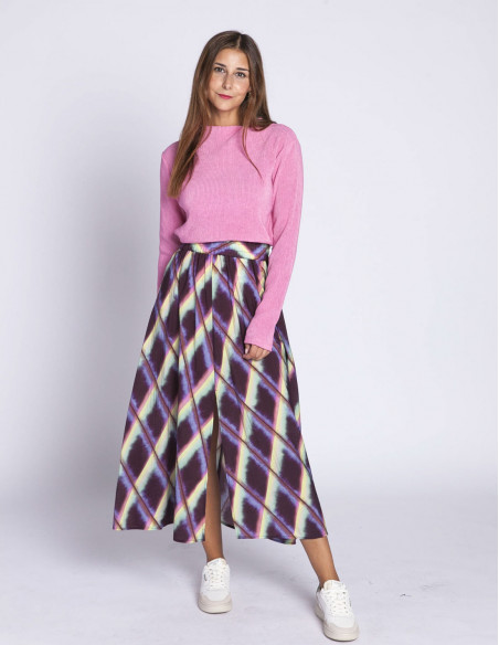 falda midi morada cuadros valencine cks sommes demode zaragoza