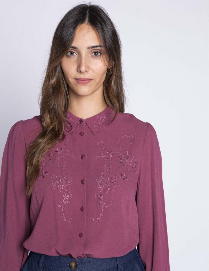 camisa rosa bordados maisie king louie sommes demode zaragoza