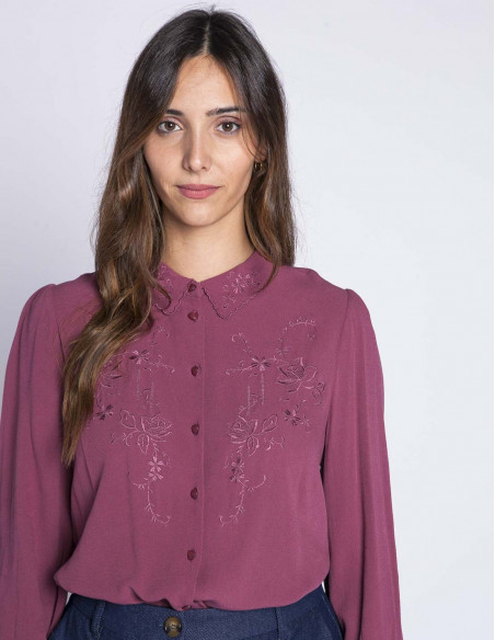 camisa rosa bordados maisie king louie sommes demode zaragoza