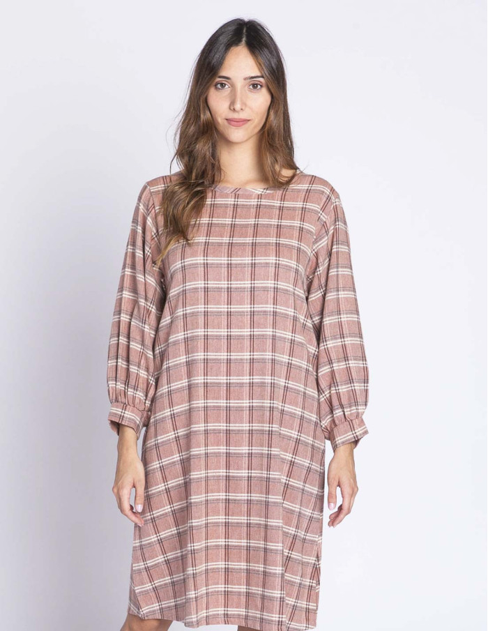 vestido algodon rosa cuadricula pan sommes demode zaragoza